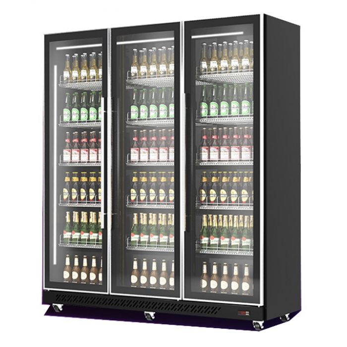 Armoire réfrigérée vitrée noir 3 portes 1173 litres – Image 2