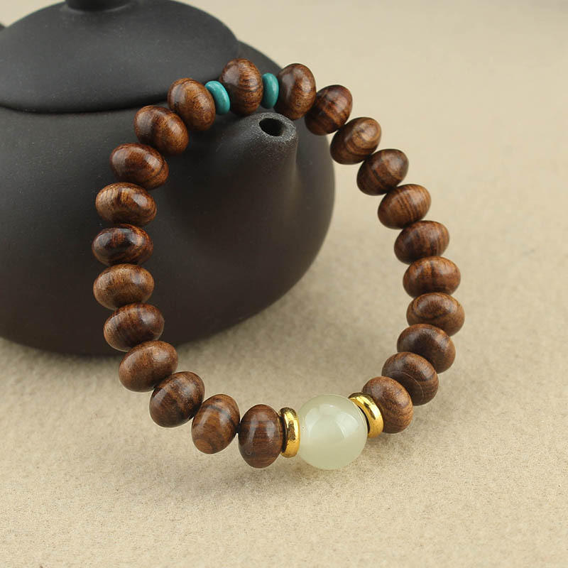 Bracelet en bois de santal marron – Image 2