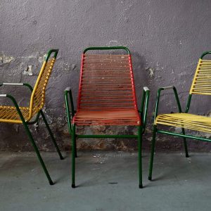 Trio de fauteuils de jardin scoubidou