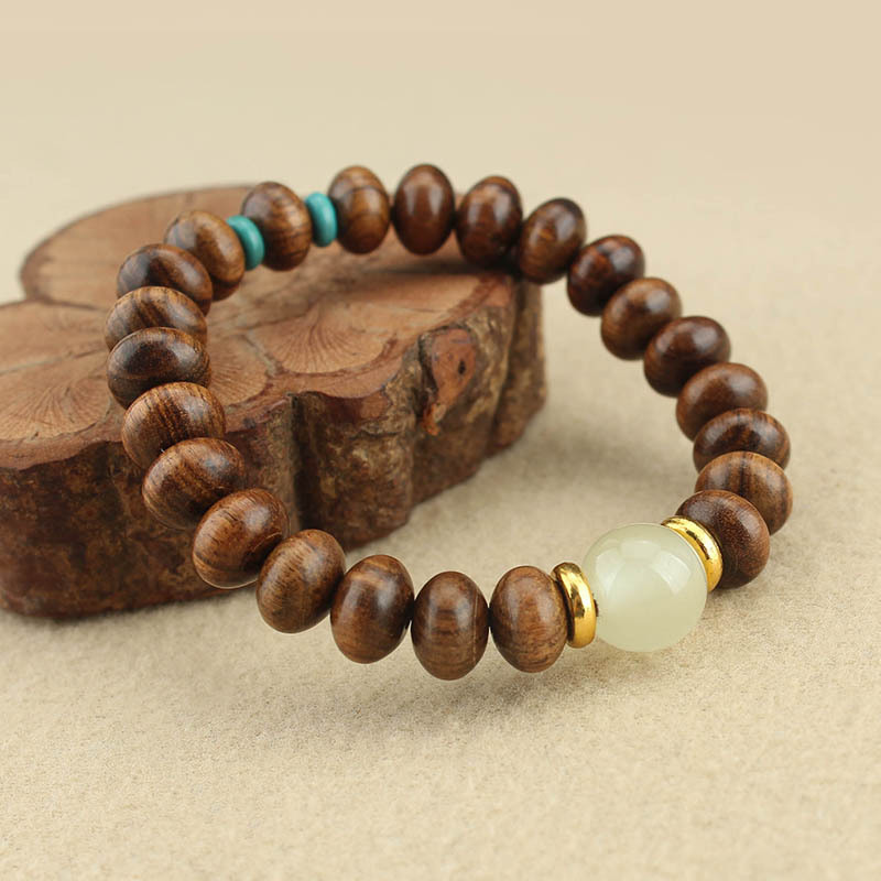 Bracelet en bois de santal marron – Image 3